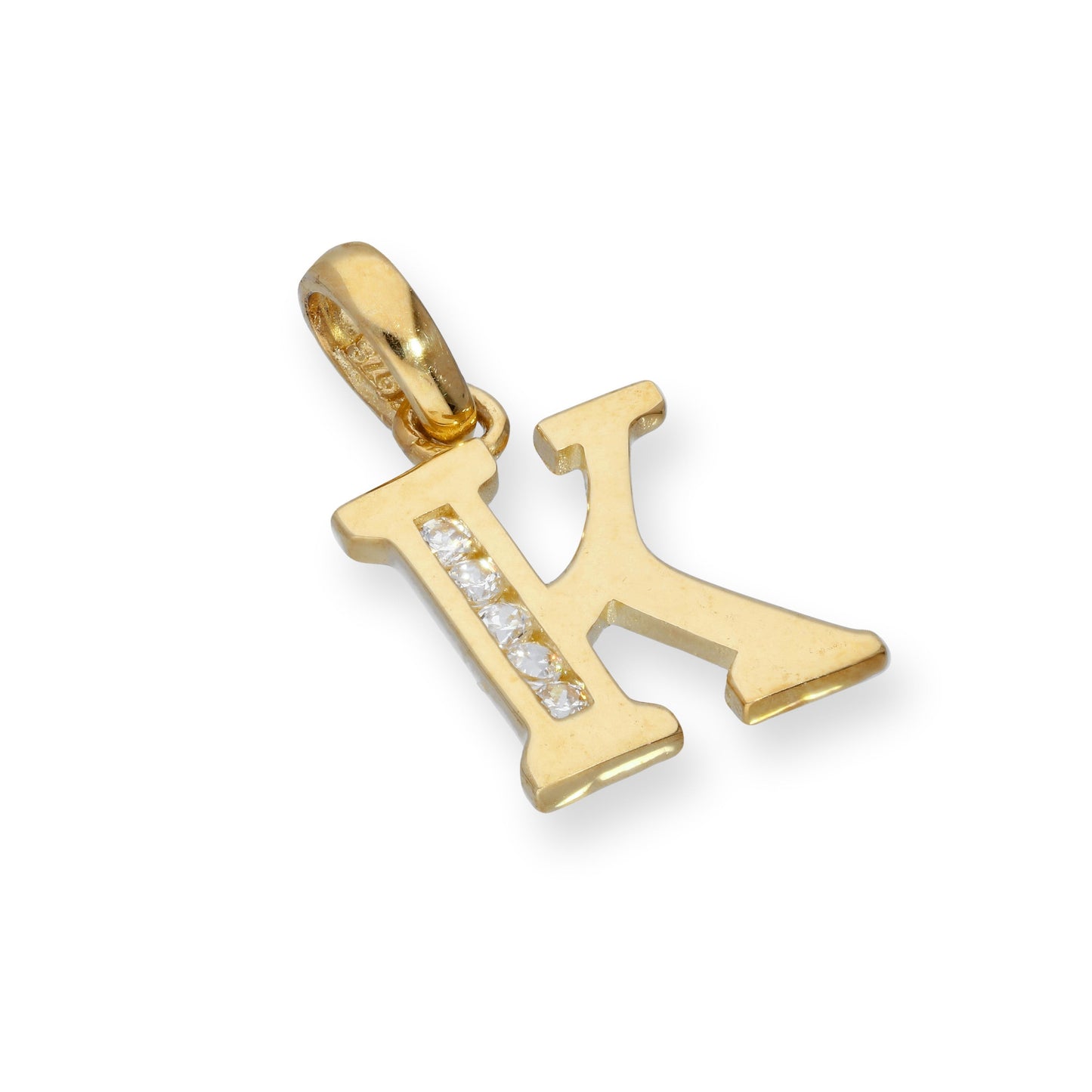 9ct Gold & Clear CZ Crystal Hanging Alphabet Letter Charm A-Z