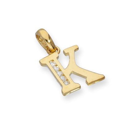 9ct Gold & Clear CZ Crystal Hanging Alphabet Letter Charm A-Z