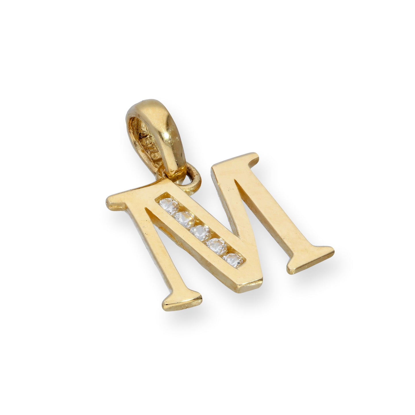 9ct Gold & Clear CZ Crystal Hanging Alphabet Letter Charm A-Z