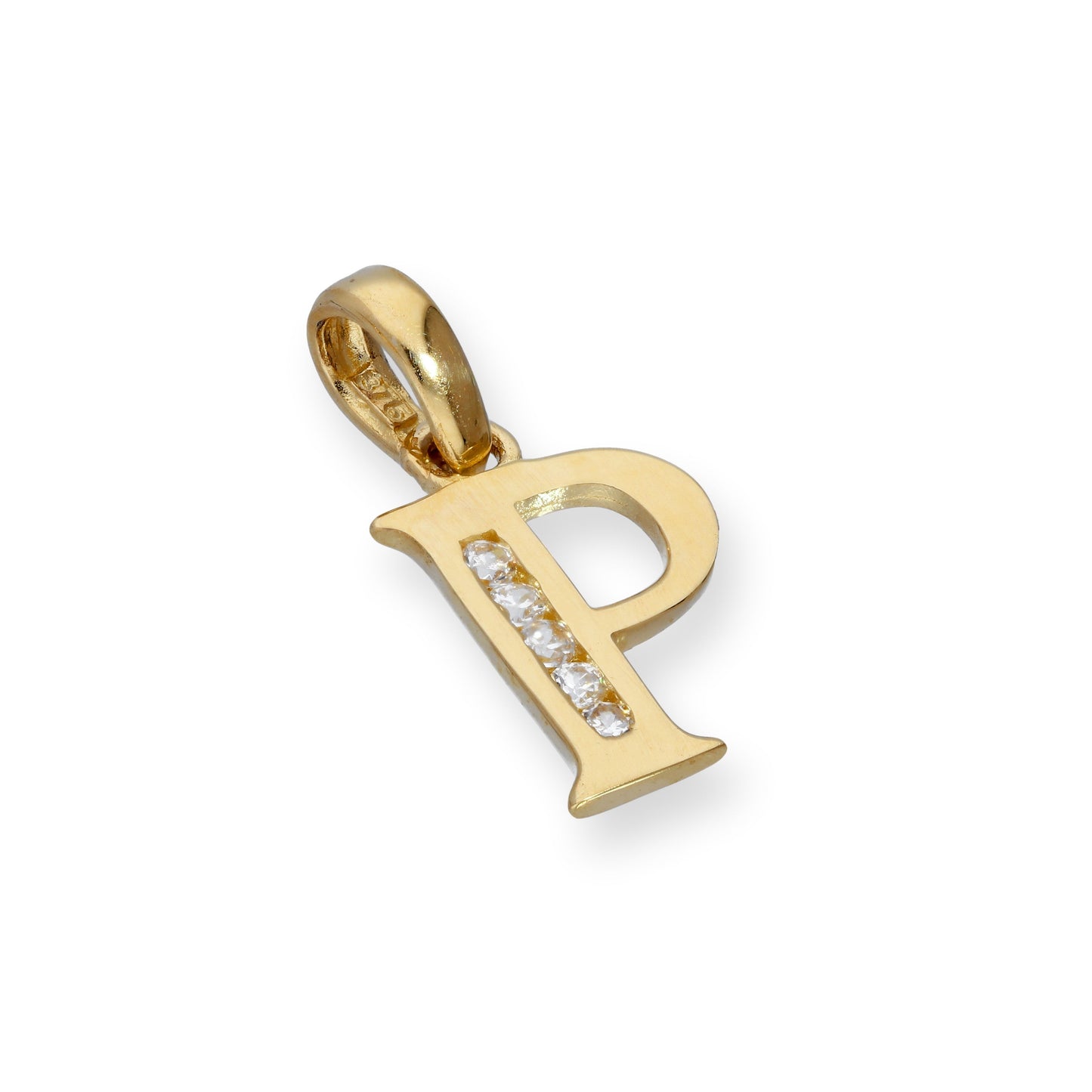 9ct Gold & Clear CZ Crystal Hanging Alphabet Letter Charm A-Z