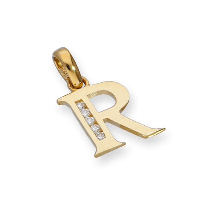 9ct Gold & Clear CZ Crystal Hanging Alphabet Letter Charm A-Z