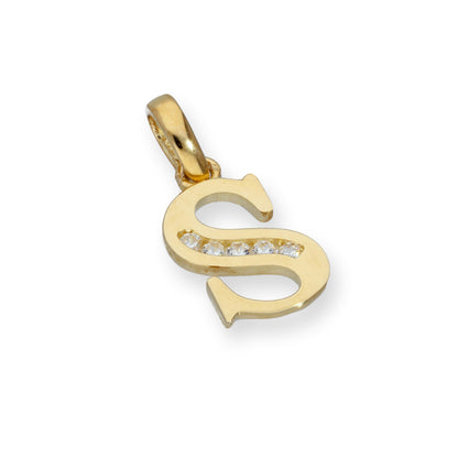 9ct Gold & Clear CZ Crystal Hanging Alphabet Letter Charm A-Z