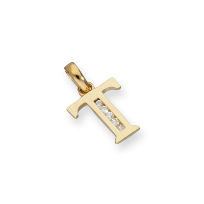 9ct Gold & Clear CZ Crystal Hanging Alphabet Letter Charm A-Z