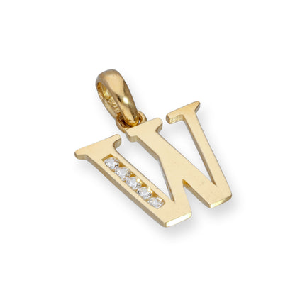 9ct Gold & Clear CZ Crystal Hanging Alphabet Letter Charm A-Z
