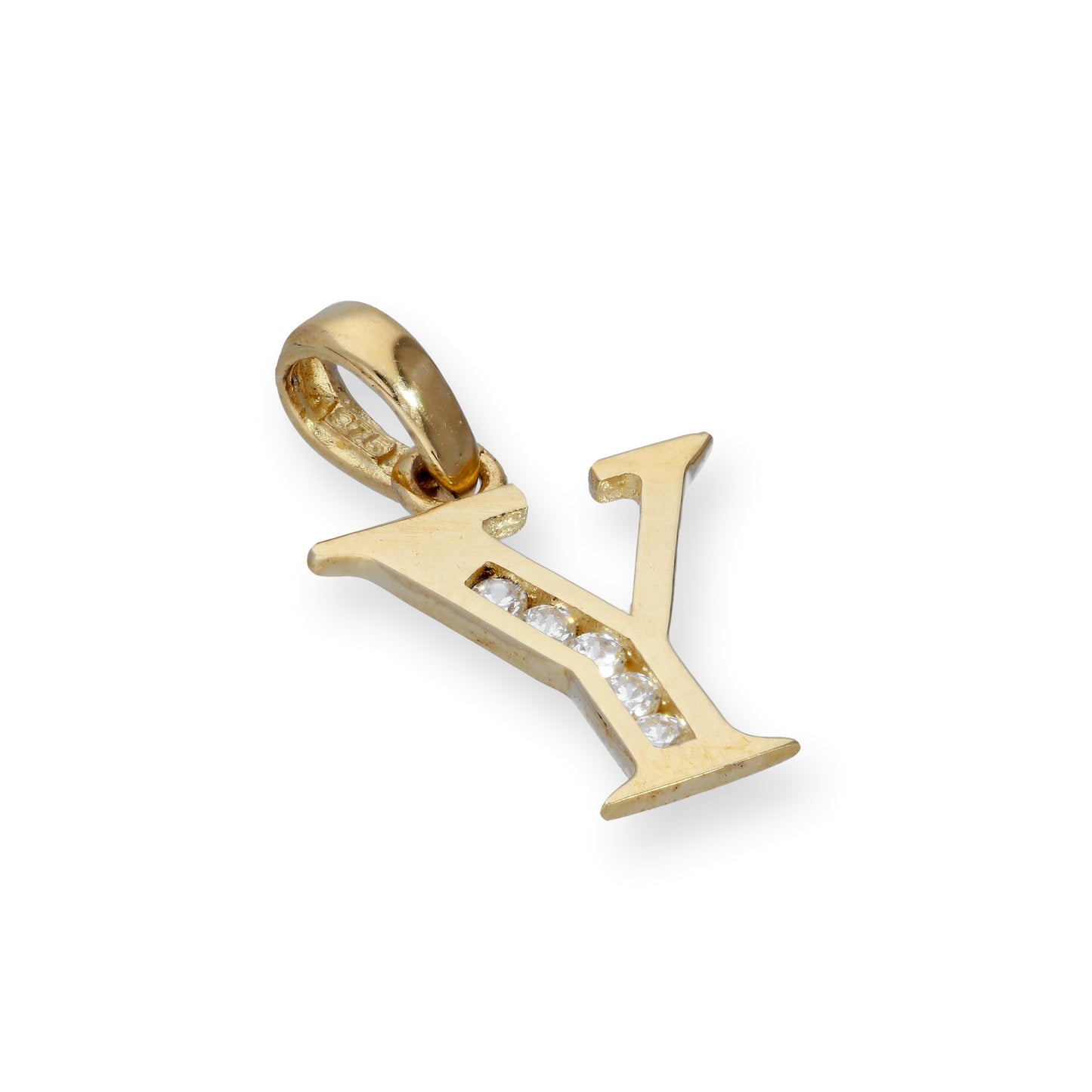 9ct Gold & Clear CZ Crystal Hanging Alphabet Letter Charm A-Z