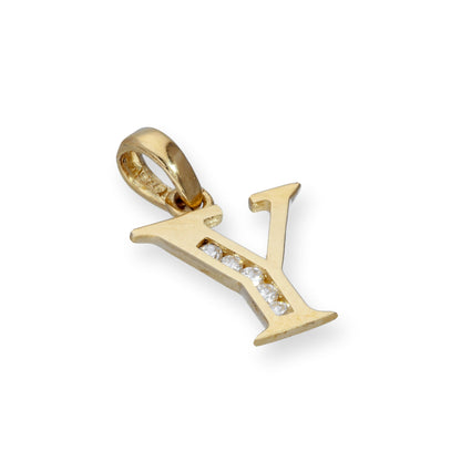 9ct Gold & Clear CZ Crystal Hanging Alphabet Letter Charm A-Z