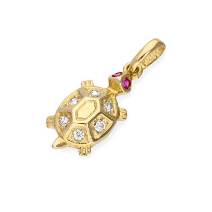 9ct Gold & CZ Crystal Turtle Charm