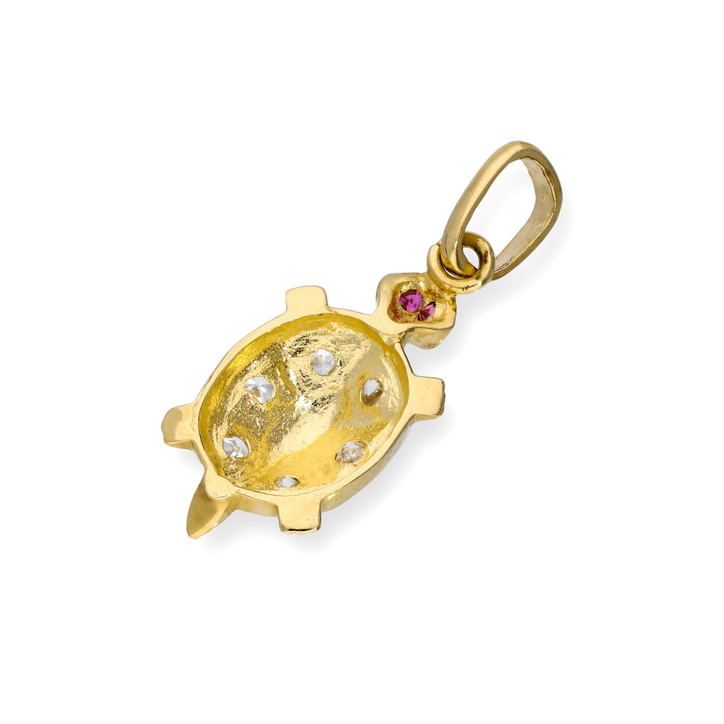 9ct gold cz crystal turtle charm