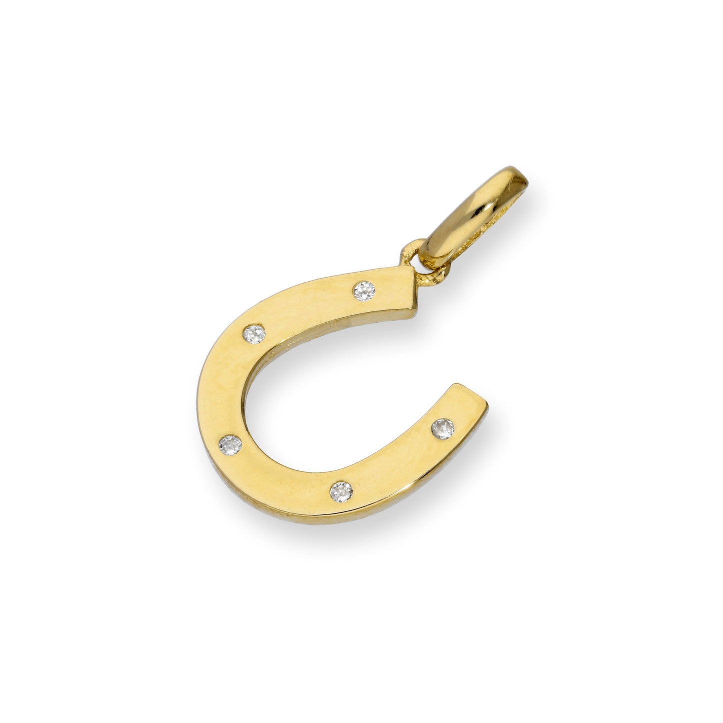 9ct Gold & Clear CZ Crystal Horseshoe Charm
