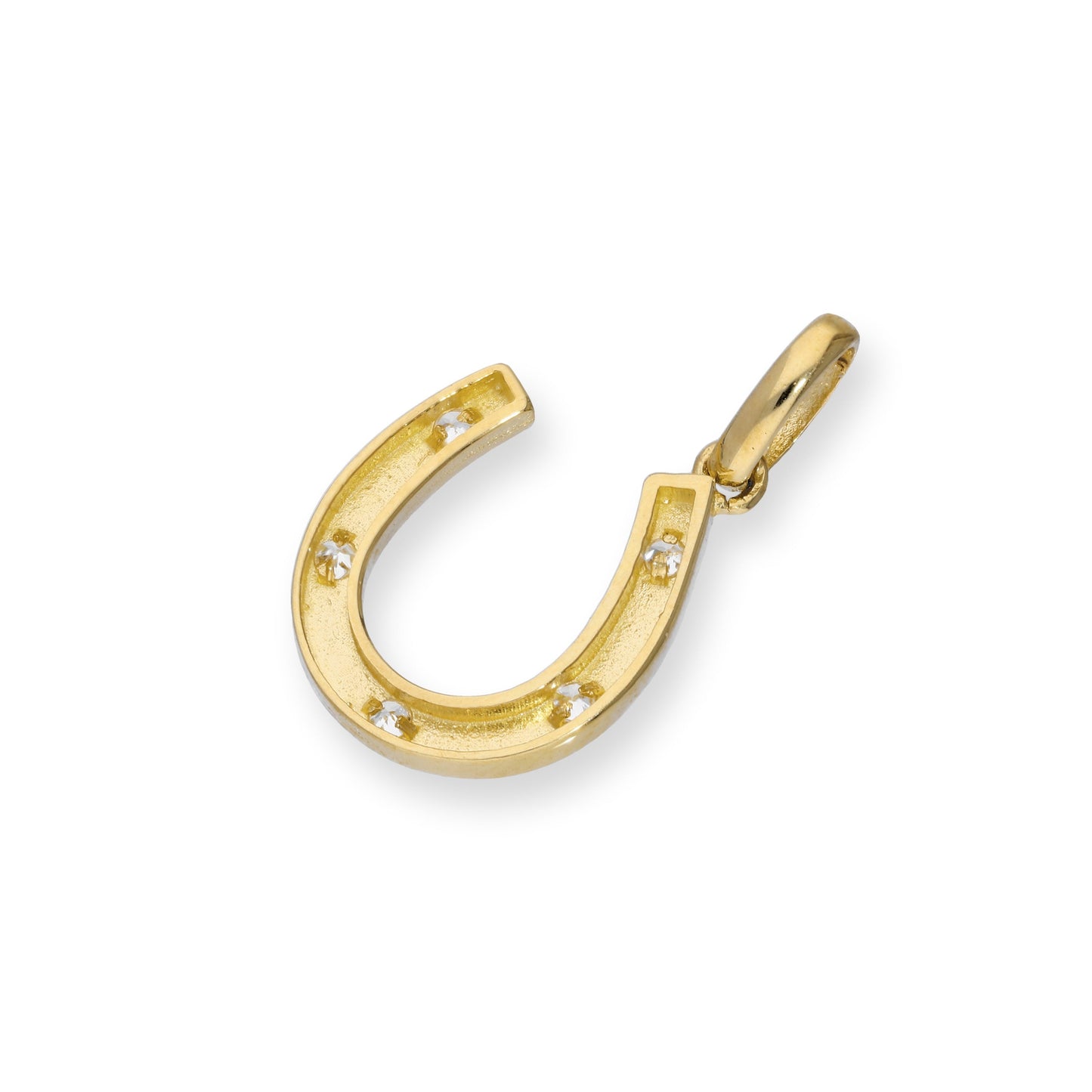9ct Gold & Clear CZ Crystal Horseshoe Charm
