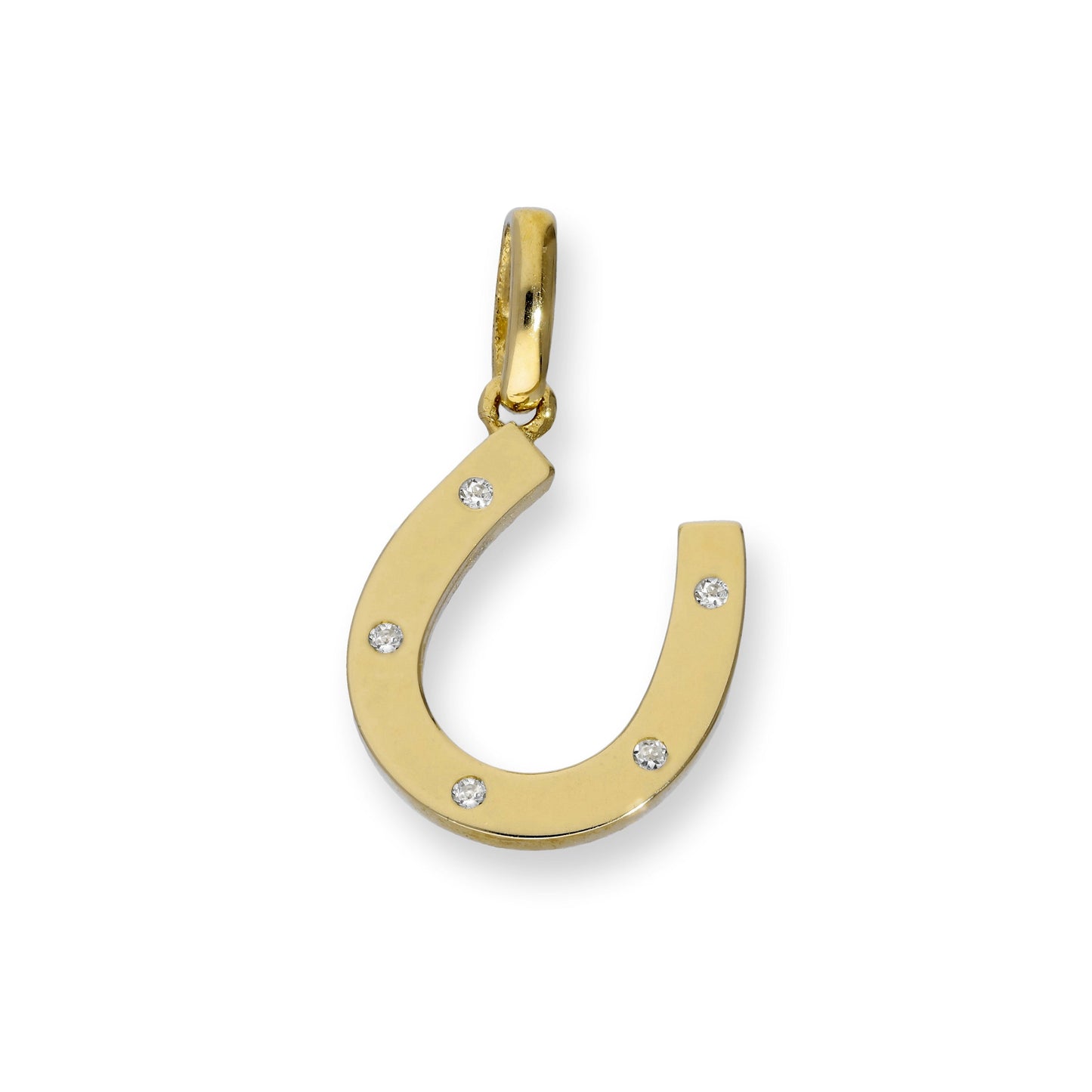 9ct Gold & Clear CZ Crystal Horseshoe Charm
