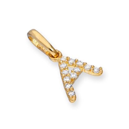 9ct Gold & Clear CZ Crystal Hanging Script Alphabet Letter Charm A-Z
