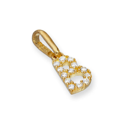 9ct Gold & Clear CZ Crystal Hanging Script Alphabet Letter Charm A-Z