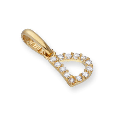 9ct Gold & Clear CZ Crystal Hanging Script Alphabet Letter Charm A-Z