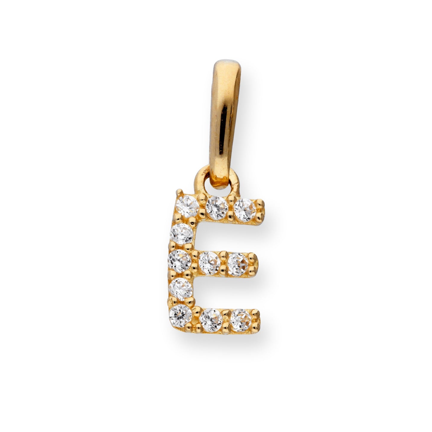 9ct Gold & Clear CZ Crystal Hanging Script Alphabet Letter Charm A-Z