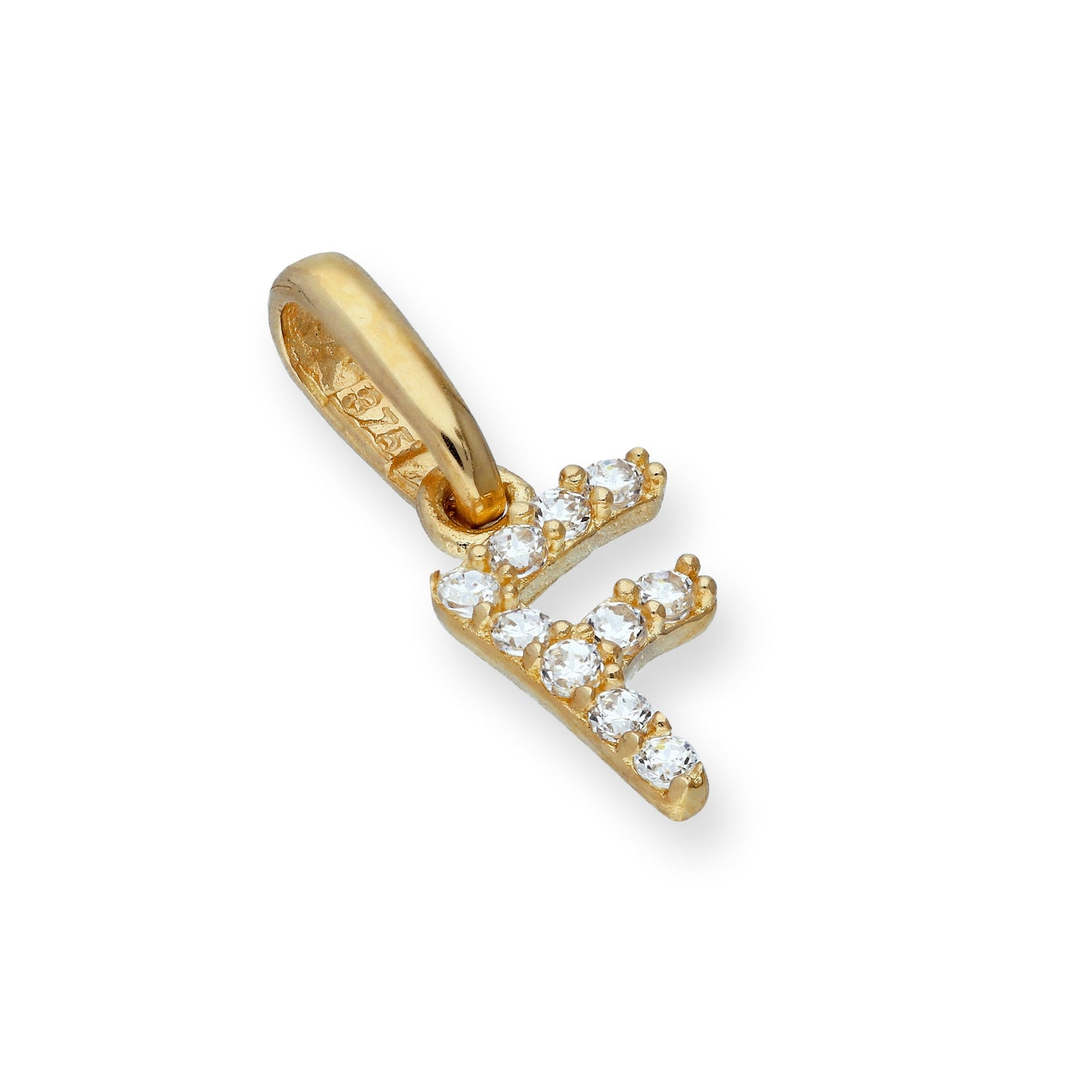 9ct Gold & Clear CZ Crystal Hanging Script Alphabet Letter Charm A-Z
