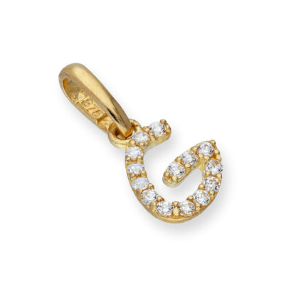 9ct Gold & Clear CZ Crystal Hanging Script Alphabet Letter Charm A-Z