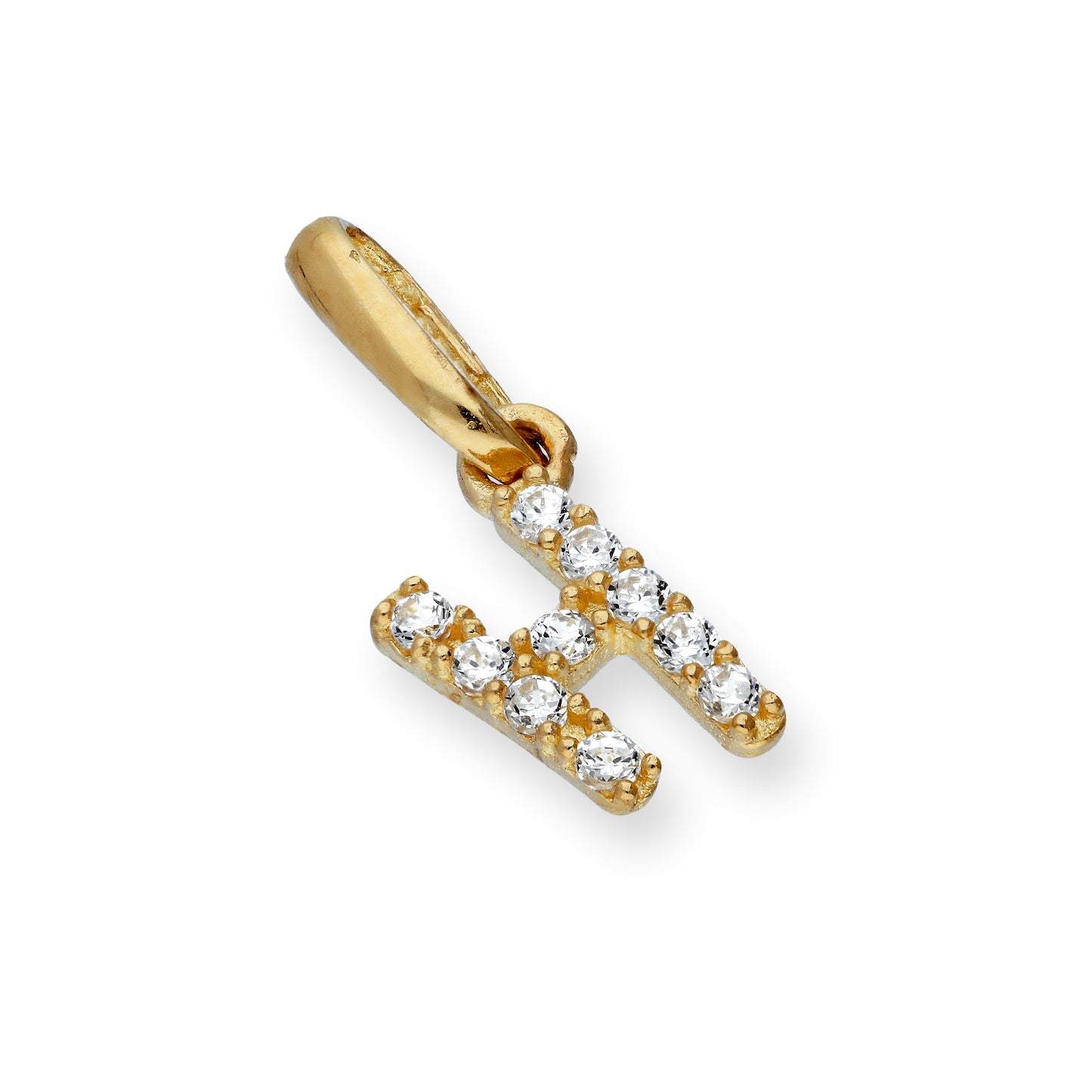 9ct Gold & Clear CZ Crystal Hanging Script Alphabet Letter Charm A-Z