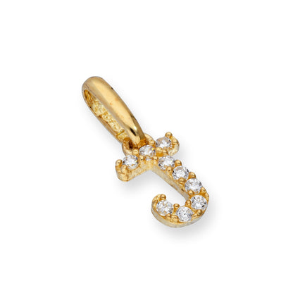 9ct Gold & Clear CZ Crystal Hanging Script Alphabet Letter Charm A-Z