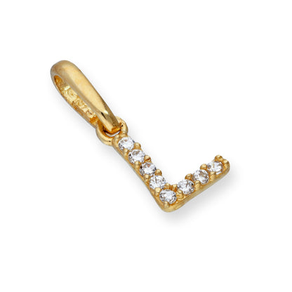 9ct Gold & Clear CZ Crystal Hanging Script Alphabet Letter Charm A-Z