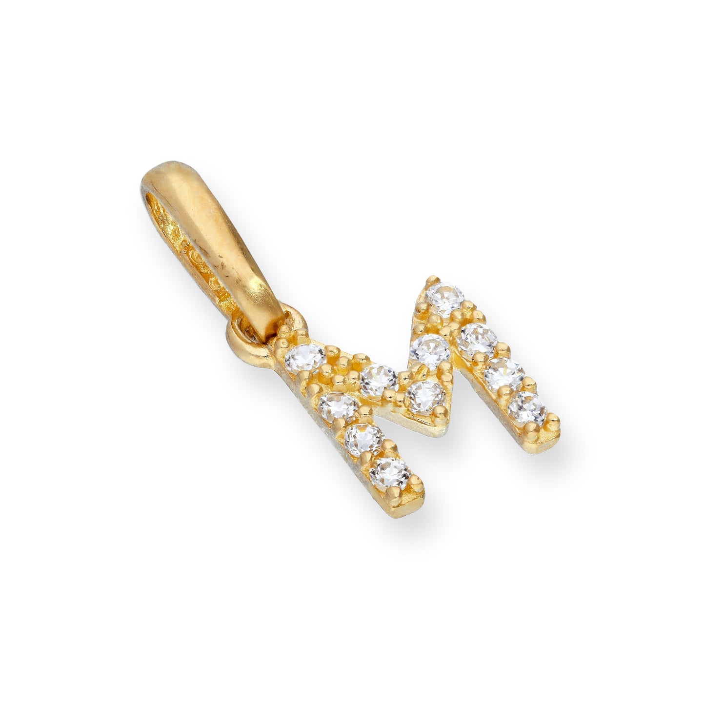 9ct Gold & Clear CZ Crystal Hanging Script Alphabet Letter Charm A-Z