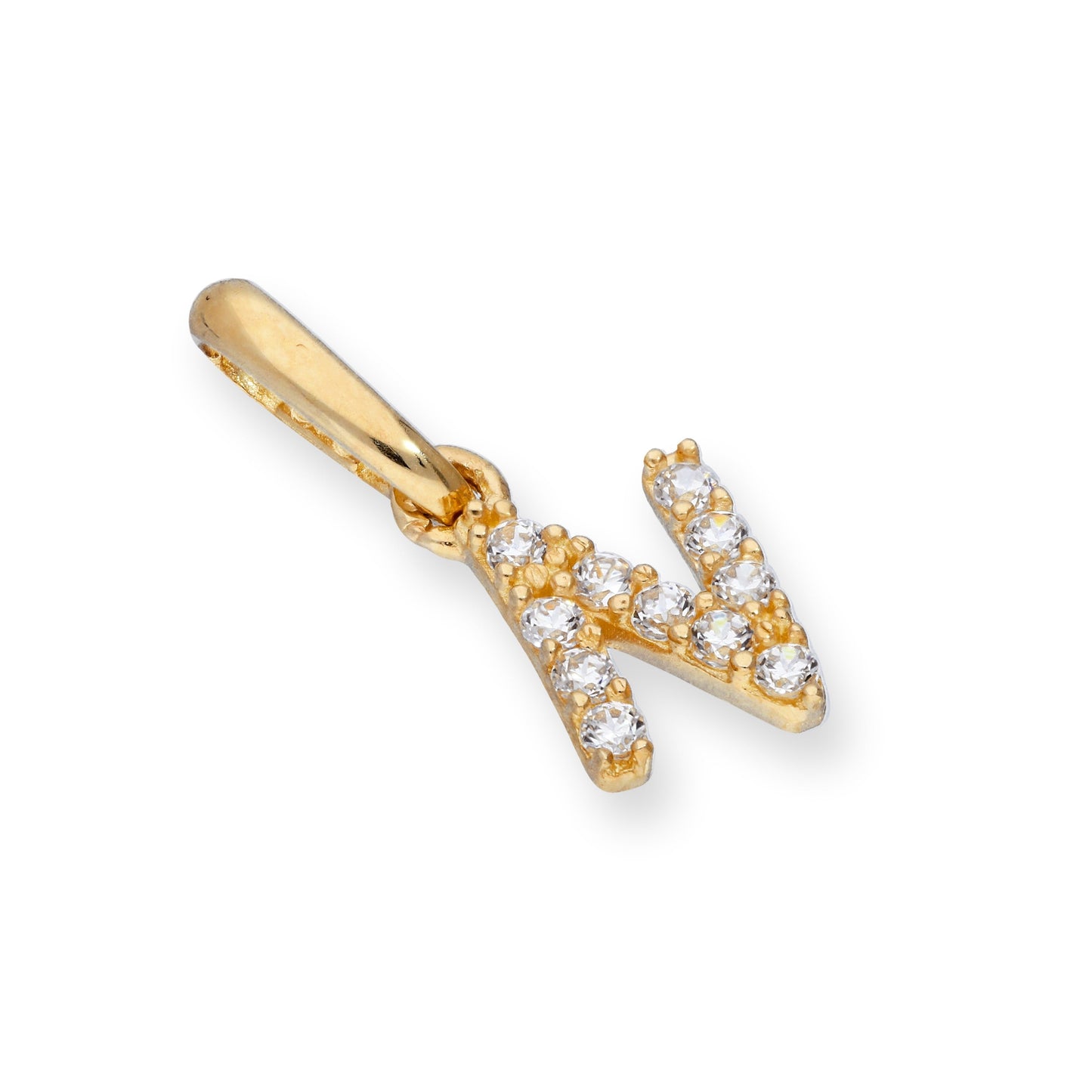 9ct Gold & Clear CZ Crystal Hanging Script Alphabet Letter Charm A-Z