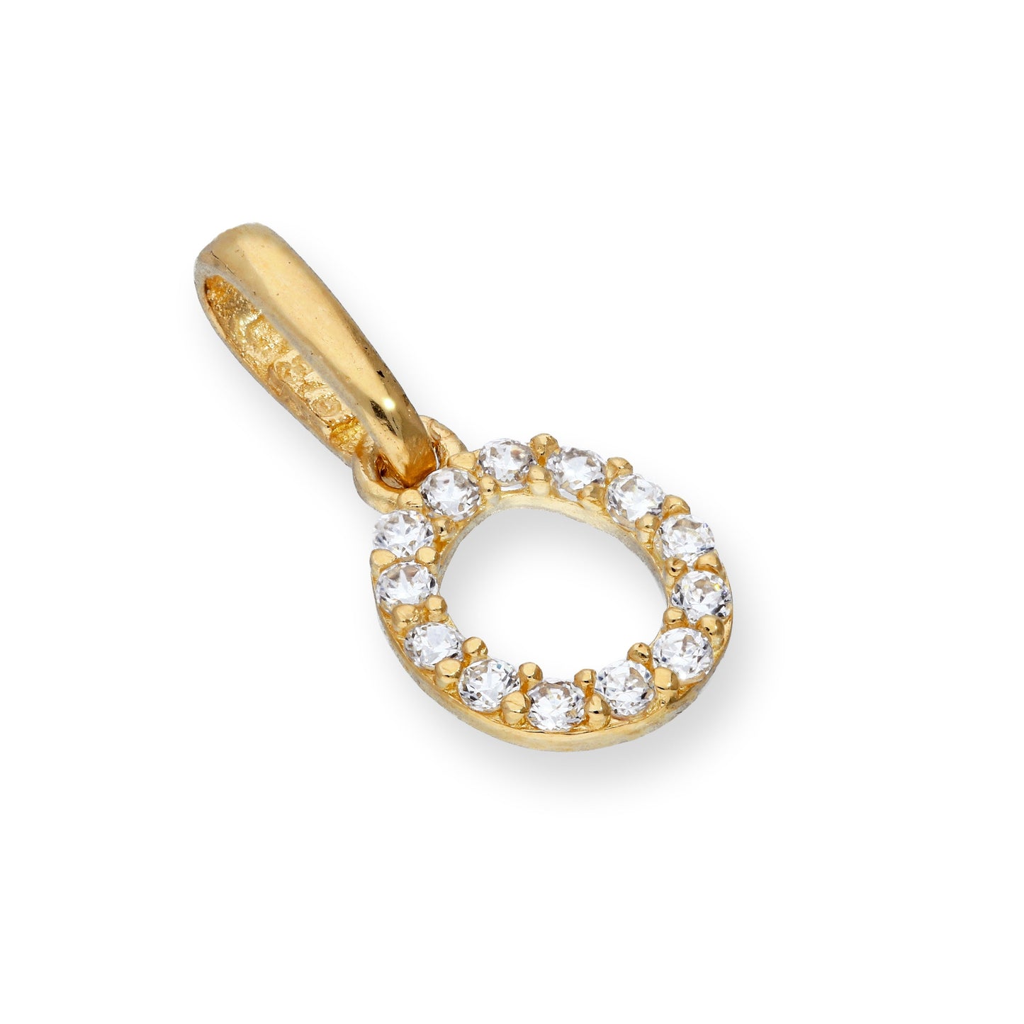 9ct Gold & Clear CZ Crystal Hanging Script Alphabet Letter Charm A-Z