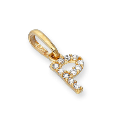 9ct Gold & Clear CZ Crystal Hanging Script Alphabet Letter Charm A-Z