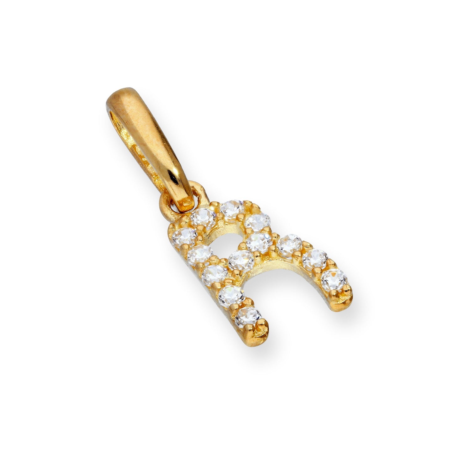 9ct Gold & Clear CZ Crystal Hanging Script Alphabet Letter Charm A-Z