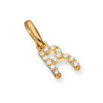 9ct Gold & Clear CZ Crystal Hanging Script Alphabet Letter Charm A-Z