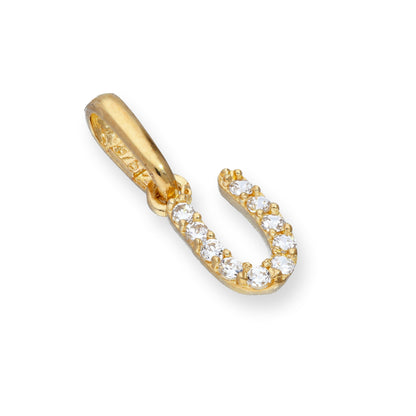 9ct Gold & Clear CZ Crystal Hanging Script Alphabet Letter Charm A-Z