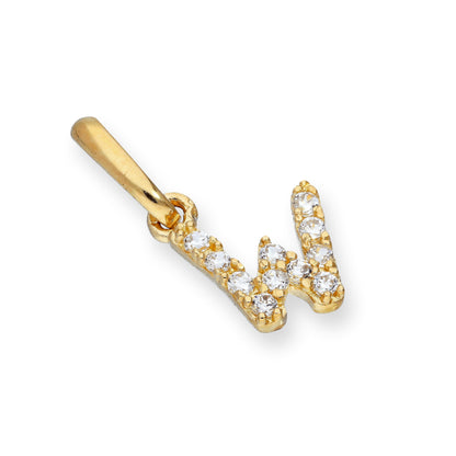 9ct Gold & Clear CZ Crystal Hanging Script Alphabet Letter Charm A-Z