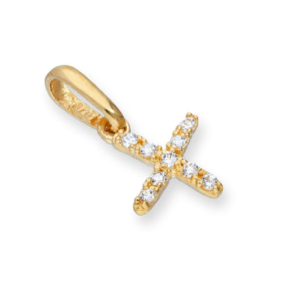 9ct Gold & Clear CZ Crystal Hanging Script Alphabet Letter Charm A-Z