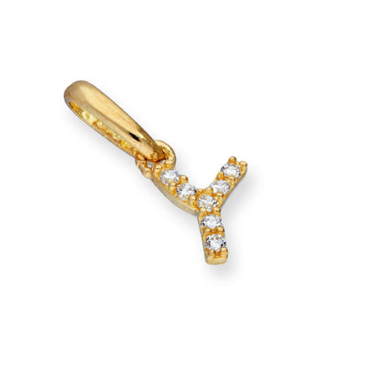 9ct Gold & Clear CZ Crystal Hanging Script Alphabet Letter Charm A-Z