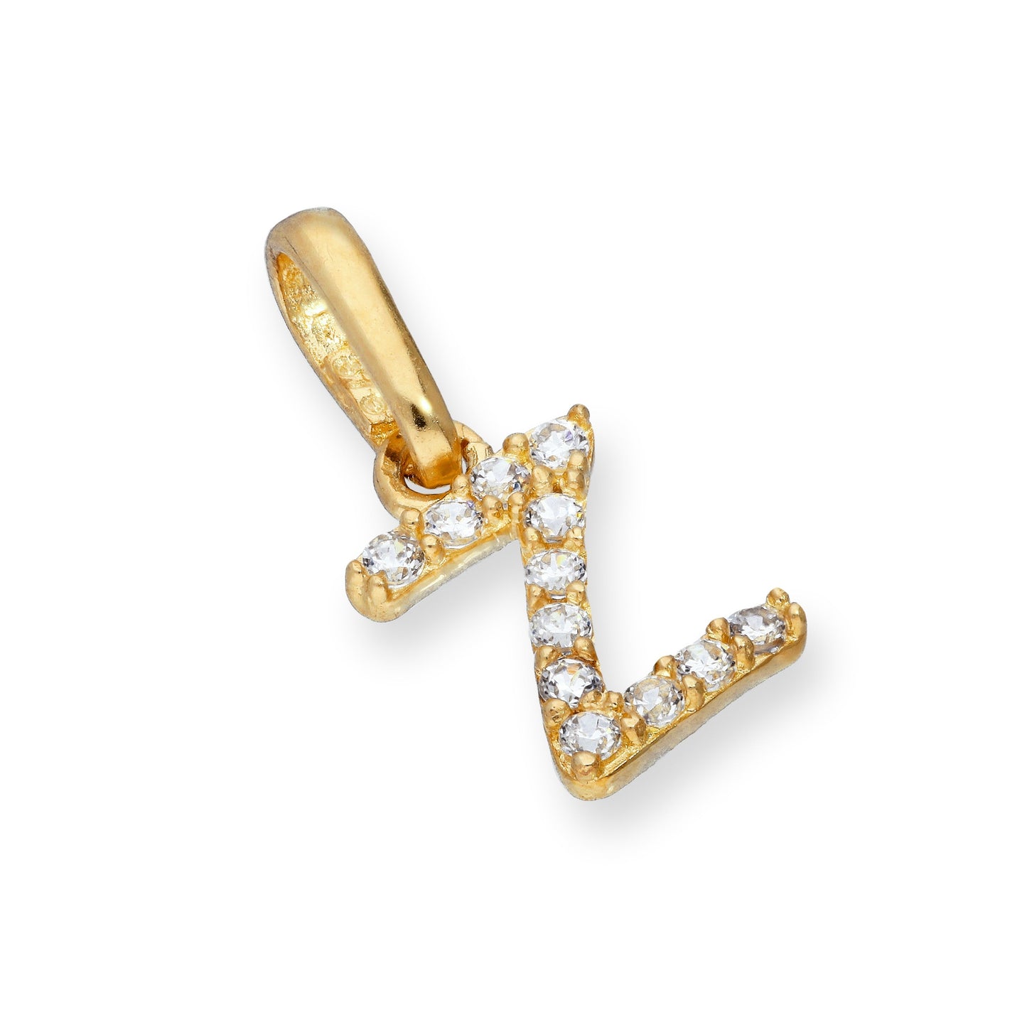 9ct Gold & Clear CZ Crystal Hanging Script Alphabet Letter Charm A-Z