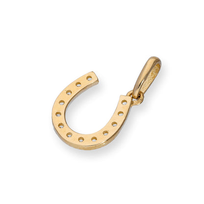 9ct Gold & Clear CZ Crystal Horseshoe Charm