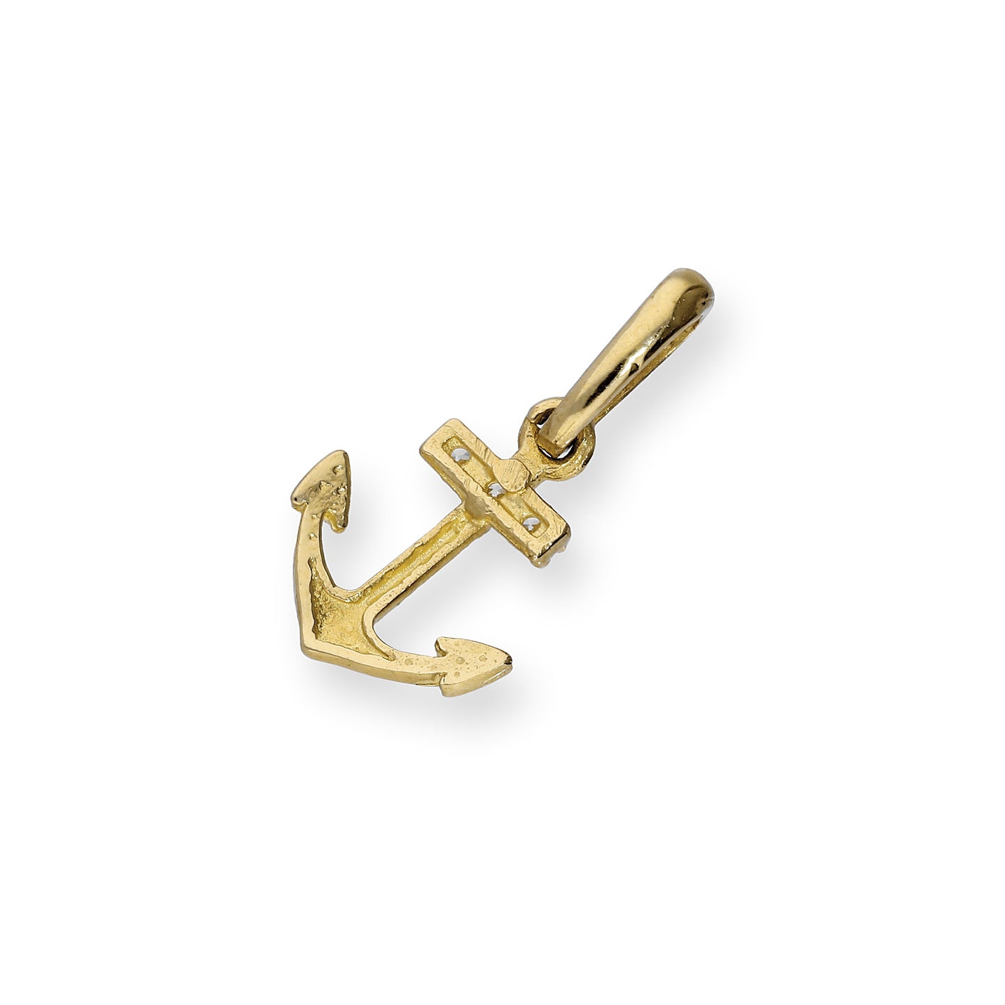 9ct Gold & Clear CZ Crystal Anchor Charm