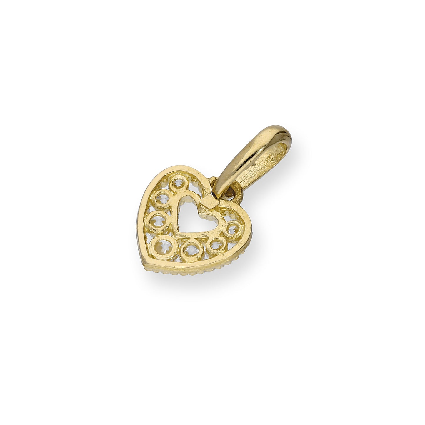 9ct Gold & Clear CZ Crystal Double Cut Out Heart Charm