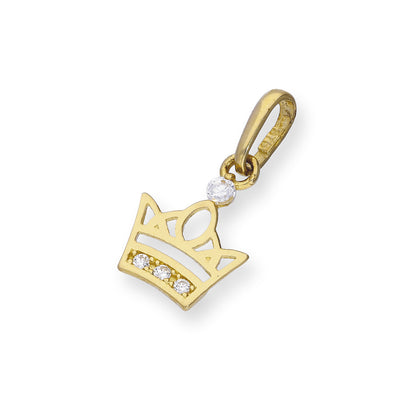 9ct Gold & Clear CZ Crystal Royal Crown Charm