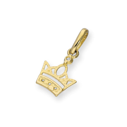 9ct Gold & Clear CZ Crystal Royal Crown Charm