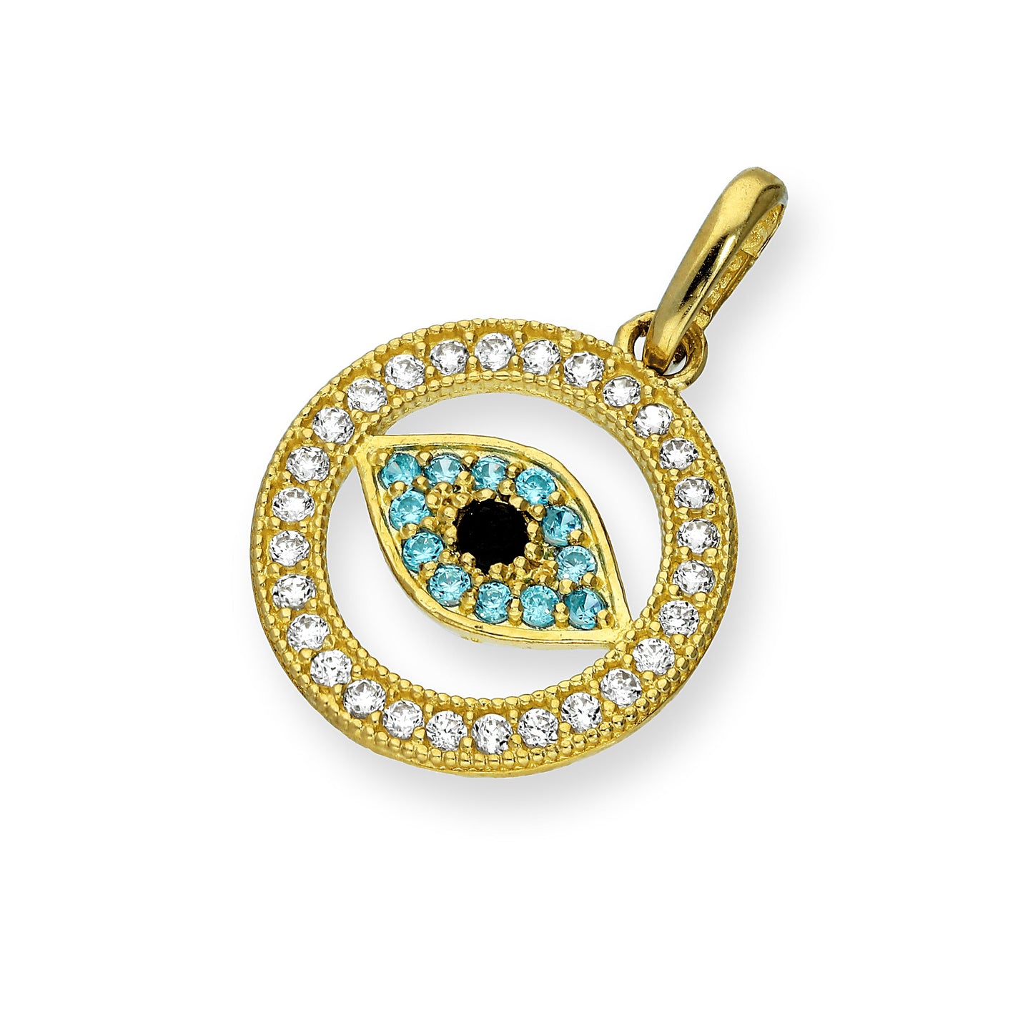 9ct Gold & CZ Crystal Evil Eye Charm