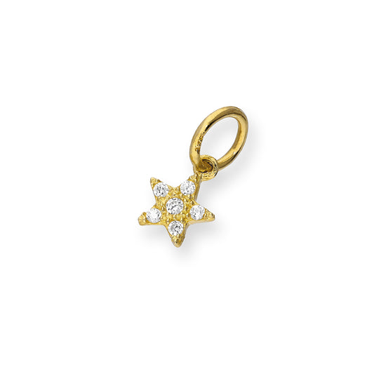 9ct Gold & Clear CZ Crystal Star Charm