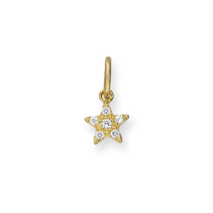 9ct Gold & Clear CZ Crystal Star Charm