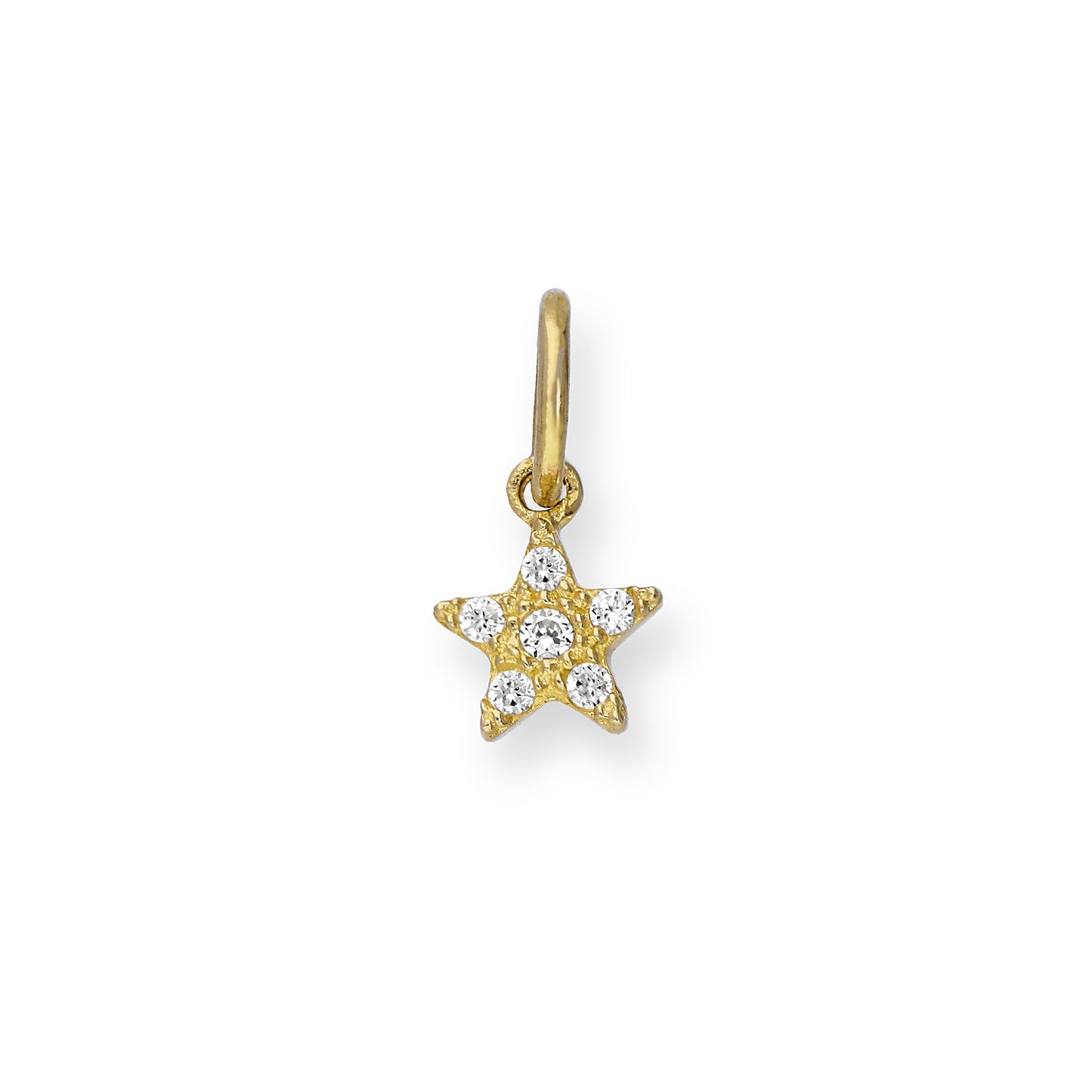 9ct Gold & Clear CZ Crystal Star Charm