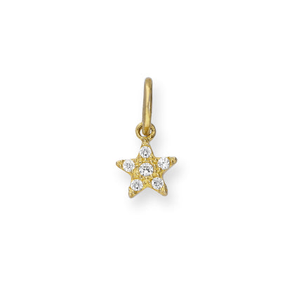 9ct Gold & Clear CZ Crystal Star Charm
