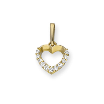 9ct Gold & Clear CZ Crystal Cut Out Heart Charm