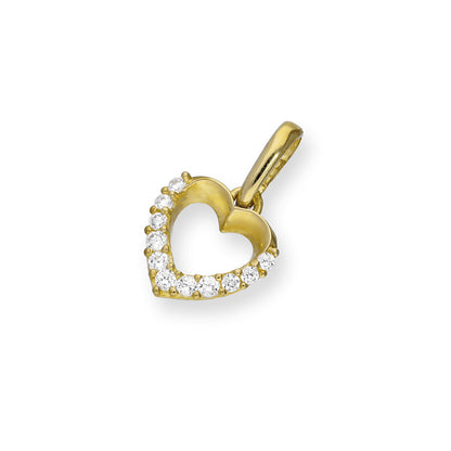 9ct Gold & Clear CZ Crystal Cut Out Heart Charm