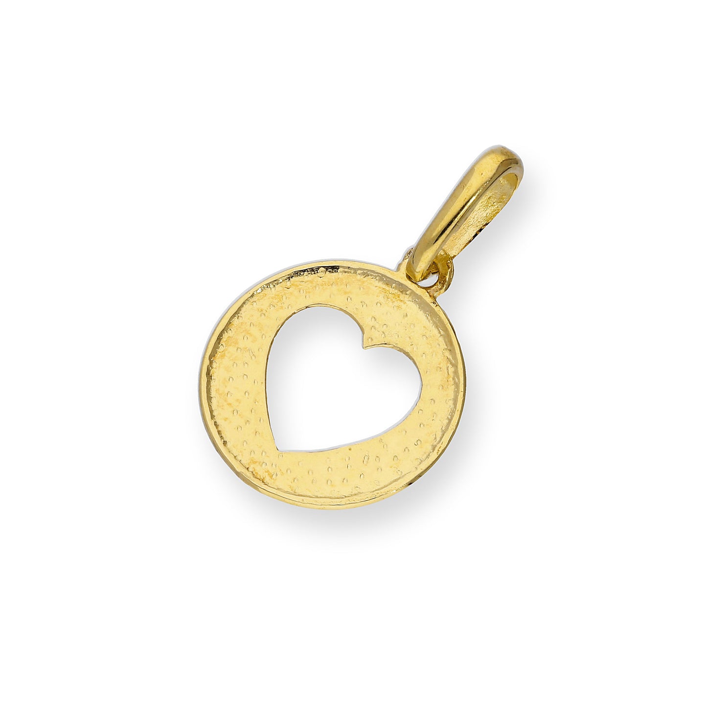 9ct Gold Round Charm w Cut Out Heart