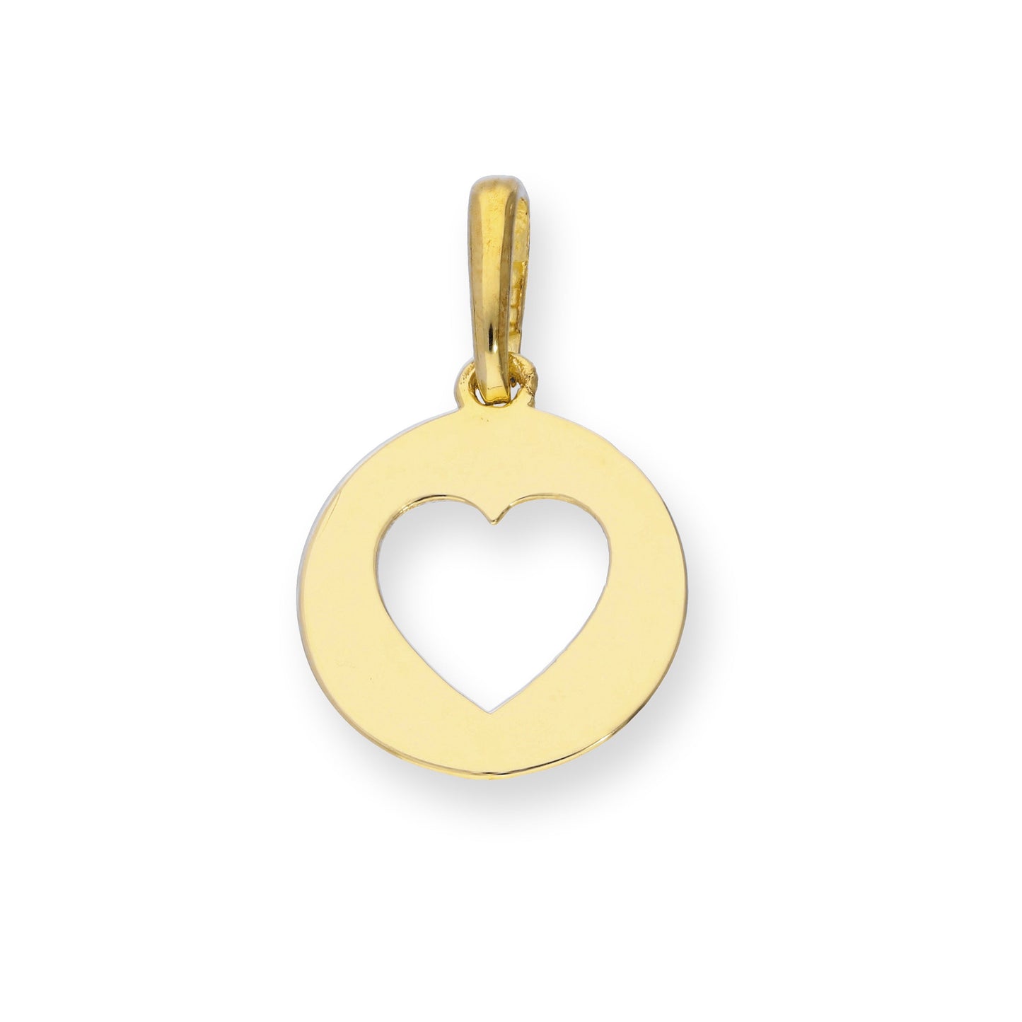 9ct Gold Round Charm w Cut Out Heart