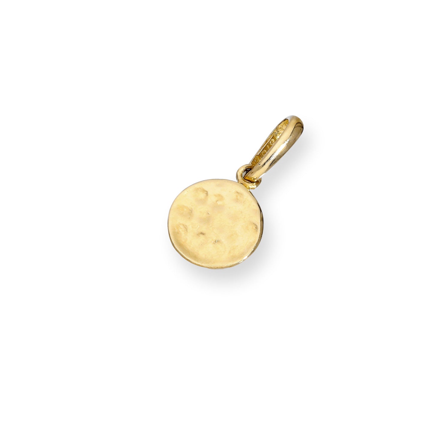 9ct Gold Hammered Finish Round Charm